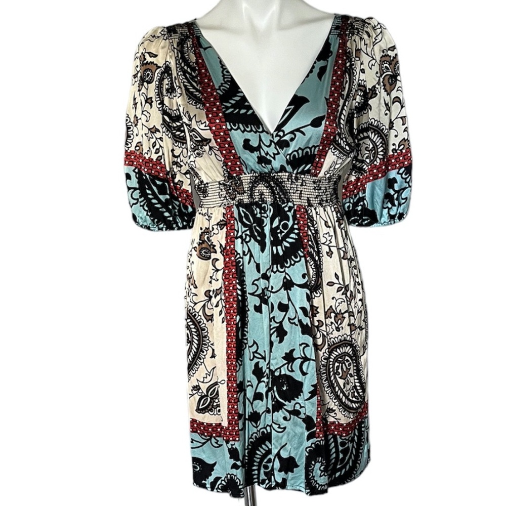 Silk Bohemian V-Neck Mini By Single Dress